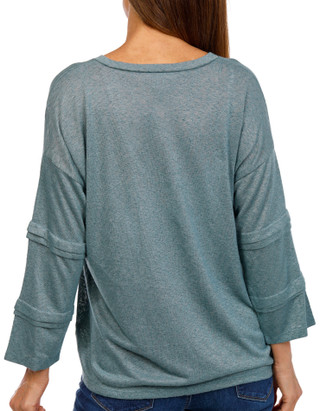 Thumbnail 2: Bobeau Bobeau Womens Pleated Sleeve V-Neck Top 