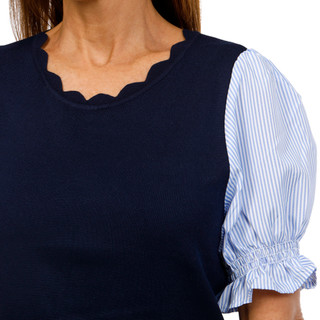 Thumbnail 2: Nanette Lepore Nanette Lepore Womens Short Sleeve Stripe 2Fer Top 