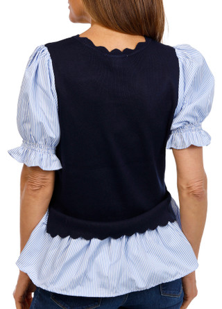 Thumbnail 3: Nanette Lepore Nanette Lepore Womens Short Sleeve Stripe 2Fer Top 