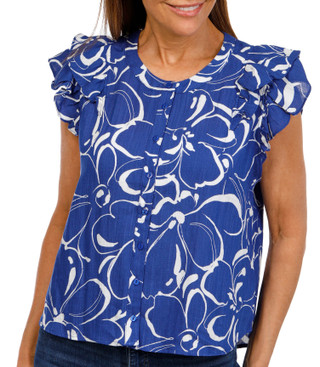 Thumbnail 1: GEMMA & JANE Gemma & Jane Womens Ruffle Sleeve Button Down Top 