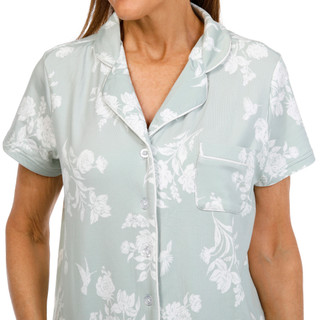 Thumbnail 2: Laura Ashley Laura Ashley Womens 2 Pc Green Floral Pajama Set 