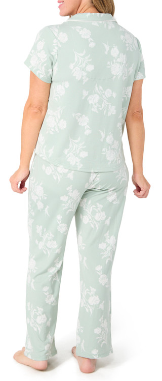 Thumbnail 3: Laura Ashley Laura Ashley Womens 2 Pc Green Floral Pajama Set 
