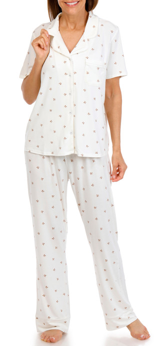 Thumbnail 1: Como Como Womens 2 Pc Bow Print Pajama Pants Set 