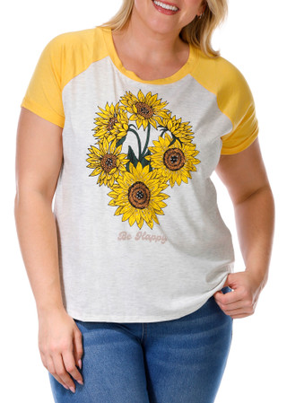 Thumbnail 1: TruSelf Women's Plus Sunflower Graphic Top 