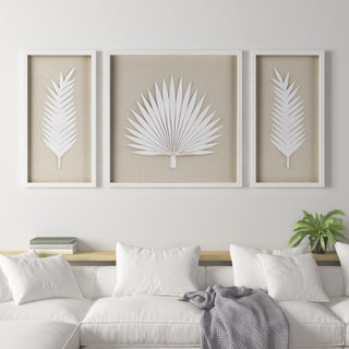 Thumbnail 2: Madison Park Sabal Framed Rice Paper Palm Leaves Shadowbox Wall Decor Set 