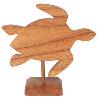 Thumbnail 2: 9.5 in Wooden Turtle Sculpture 