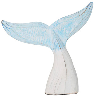Thumbnail 1: 15 in Wooden Dolphin Tail Sculpture 
