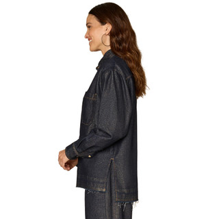 Thumbnail 2: Democracy Democracy Womens Long Sleeve Snap Button Denim Shacket 