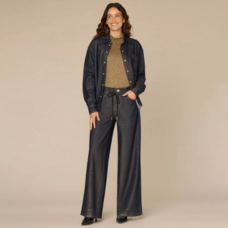Thumbnail 3: Democracy Democracy Womens Long Sleeve Snap Button Denim Shacket 