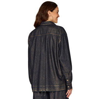Thumbnail 4: Democracy Democracy Womens Long Sleeve Snap Button Denim Shacket 
