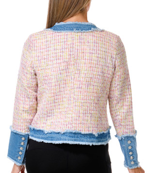 Thumbnail 2: Nanette Lepore Nanette Lepore Womens Denim Trim Boucle Jacket 