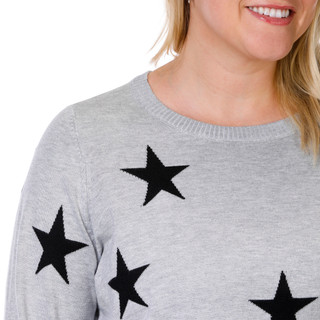 Thumbnail 2: Premise Premise Womens Plus Long Sleeve Crew Star Print Sweater 