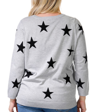 Thumbnail 3: Premise Premise Womens Plus Long Sleeve Crew Star Print Sweater 