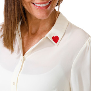 Thumbnail 2: ZAC AND RACHEL Zac and Rachel Womens Long Sleeve Heart Collar Crepe Top 
