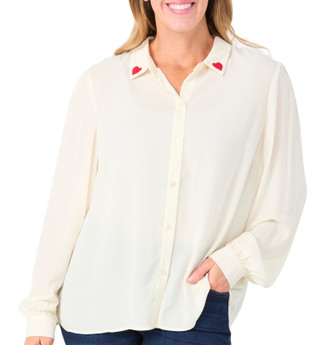 Thumbnail 1: ZAC AND RACHEL Zac and Rachel Womens Long Sleeve Heart Collar Crepe Top 