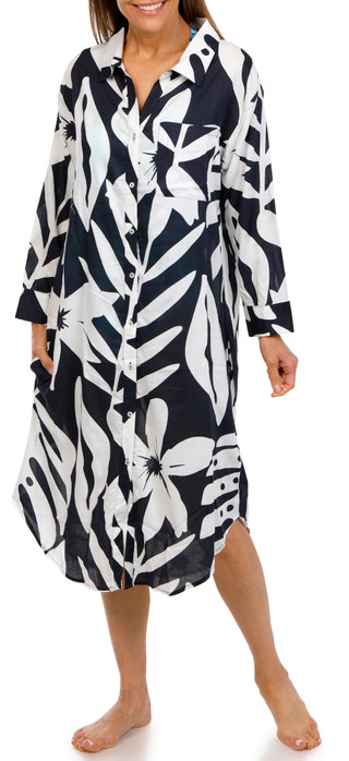 Thumbnail 1: Raviya Raviya Womens Long Sleeve Button Down Midi Coverup 