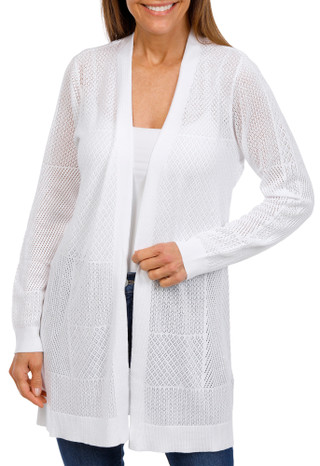 Thumbnail 1: Kathy Ireland Kathy Ireland Womens Patchwork Pointelle Open Cardigan 