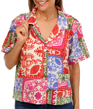 Thumbnail 1: BILA 77 Bila 77 Womens Short Sleeve Havana Buttoned Top 