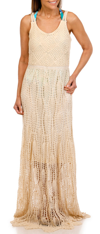 Thumbnail 1: Dotti Womens Sleeveless Crochet Maxi Dress Coverup 
