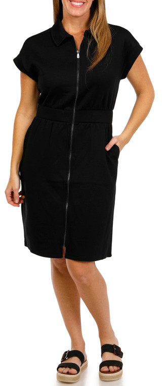 Thumbnail 1: KYODAN Kyodan Womens Short Sleeve Solid Scuba Zippered Dress 