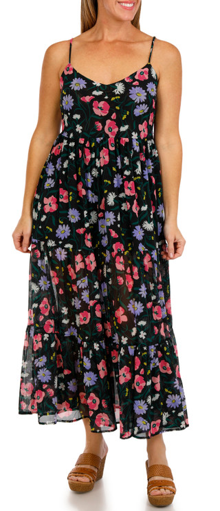 Thumbnail 1: KATE SPADE Womens Sleeveless Floral Tiered Dress Coverup 