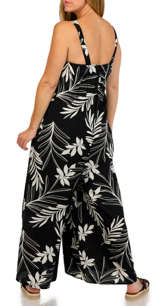 Thumbnail 3: Kaktus Kaktus Womens Sleeveless Floral Print Jumpsuit 