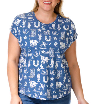Thumbnail 1: Kiss & Fly Kiss & Fly Plus Short Sleeve Western Top 