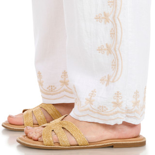 Thumbnail 3: Philosophy Philosophy Womens Solid Linen Embrored Floral Pants 