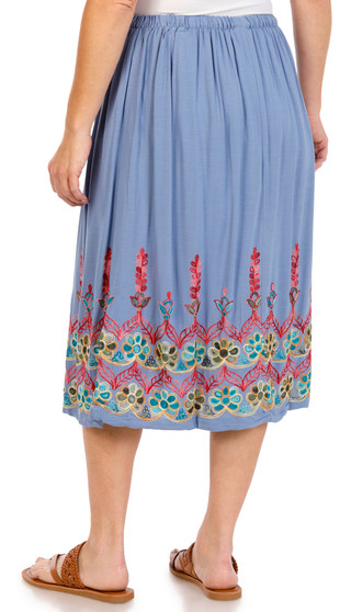 Thumbnail 3: LIV LOS ANGELES Liv Los Angeles Womens Embroidered Floral Trim Midi Skirt 