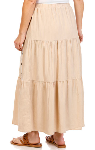 Thumbnail 2: LIV LOS ANGELES Liv Los Angeles Womens Solid Button Maxi Skirt 