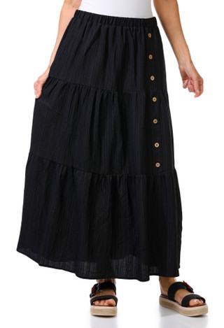 Thumbnail 1: LIV LOS ANGELES Liv Los Angeles Womens Solid Button Maxi Skirt 