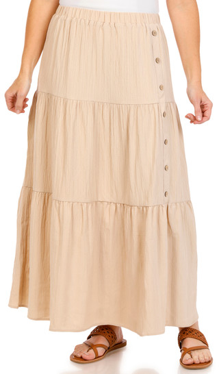Thumbnail 1: LIV LOS ANGELES Liv Los Angeles Womens Solid Button Maxi Skirt 