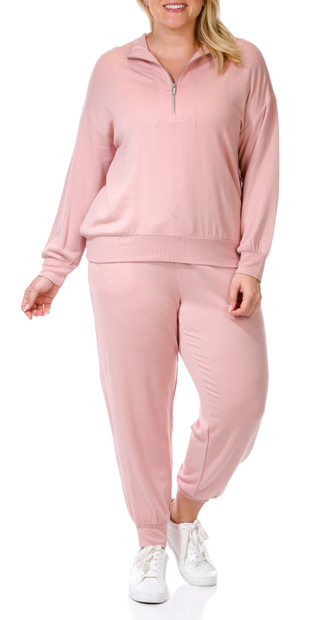 Thumbnail 1: Workshop Workshop Womens Plus 2 Pc Quarter Zip & Pants Set 