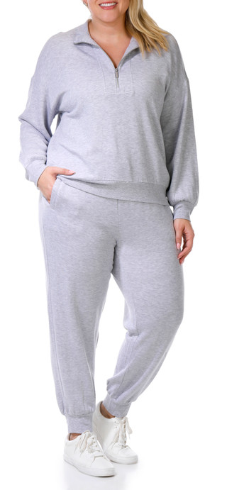 Thumbnail 1: Workshop Workshop Womens Plus 2 Pc Quarter Zip & Pants Set 