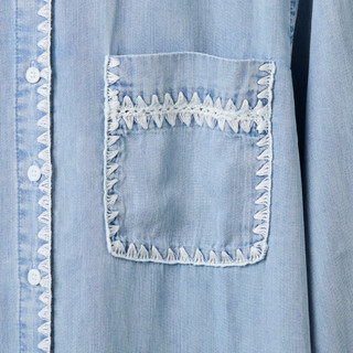 Thumbnail 3: MAGASCHONI Magaschoni Plus Long Sleeve Button Down Denim Top 