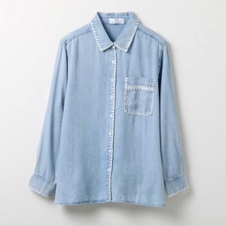 Thumbnail 1: MAGASCHONI Magaschoni Plus Long Sleeve Button Down Denim Top 