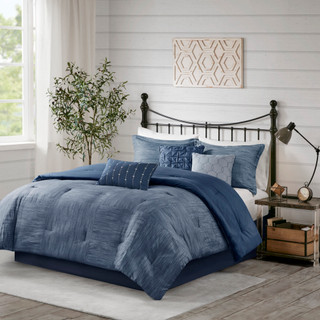 Thumbnail 2: Madison Park Madison Park 7 Pc. Walter Seersucker Comforter Set 