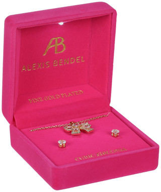 Thumbnail 1: Alexis Bendel Alexis Bendel Gold Stud Earrings & Bow Necklace Set 