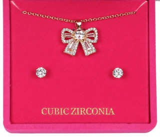 Thumbnail 2: Alexis Bendel Alexis Bendel Gold Stud Earrings & Bow Necklace Set 