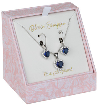 Thumbnail 1: Olivia Simpson Olivia Simpson Silver Plated Earring & Heart Necklace Set 