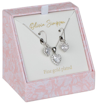 Thumbnail 1: Olivia Simpson Olivia Simpson Silver Plated Earring & Heart Necklace Set 