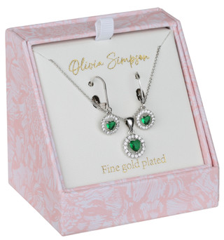 Thumbnail 1: Olivia Simpson Olivia Simpson Silver Plated Earring & Heart Necklace Set 