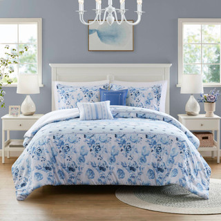 Thumbnail 4: Intelligent Design Intelligent Design Christa Floral Striped Comforter Set 