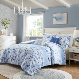 Thumbnail 1: Intelligent Design Intelligent Design Christa Floral Striped Comforter Set 