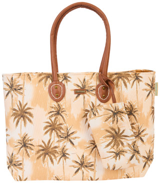 Thumbnail 1: Caribbean Joe Caribbean Joe Palm Tree Canvas Tote Bag 
