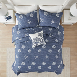 Thumbnail 9: Harbor House Harbor House 4 Pc. Blue Seaside Reversible Quilt Set 