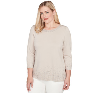 Thumbnail 4: Alfred Dunner Alfred Dunner Womens 3Q Sleeve Ombre Heat Set Top 