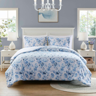 Thumbnail 7: Intelligent Design Intelligent Design Christa Floral Striped Duvet Cover Set 