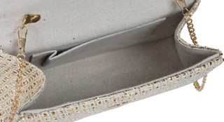 Thumbnail 3: D'Margeaux D'Margeaux Metallic Woven Grid Bamboo Handle Satchel 