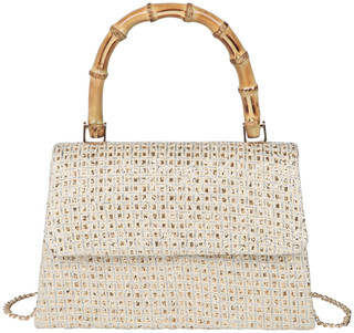 Thumbnail 1: D'Margeaux D'Margeaux Metallic Woven Grid Bamboo Handle Satchel 